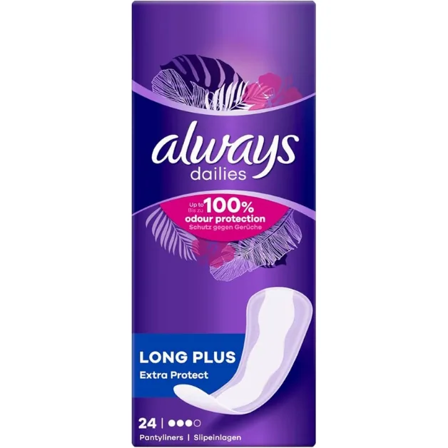 Always Dailies Liners Long Plus Unscented 24pcs