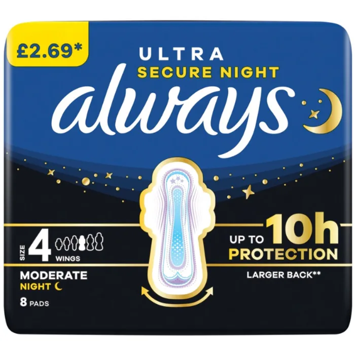 Always Ultra Secure Night Wings Size 4 PMP 2.69 8pcs