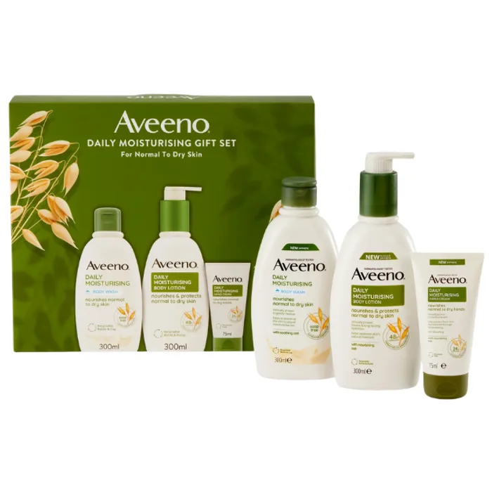 Aveeno Daily Moisture Giftset, DML Body Wash 300ml, DML Lotion 300ml, DML Hand Cream 75ml