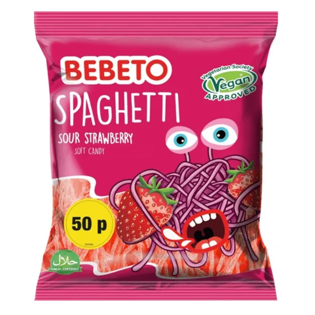 Bebeto Fizzy Strawberry Spaghetti PMP 50p 70g