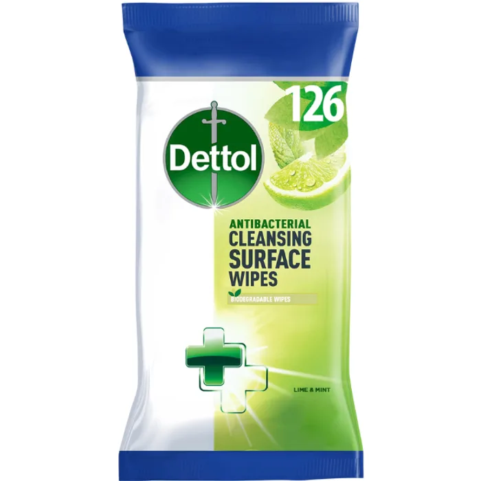 Dettol Antibacterial Surface Cleaning Wipes Lime & Mint 126s