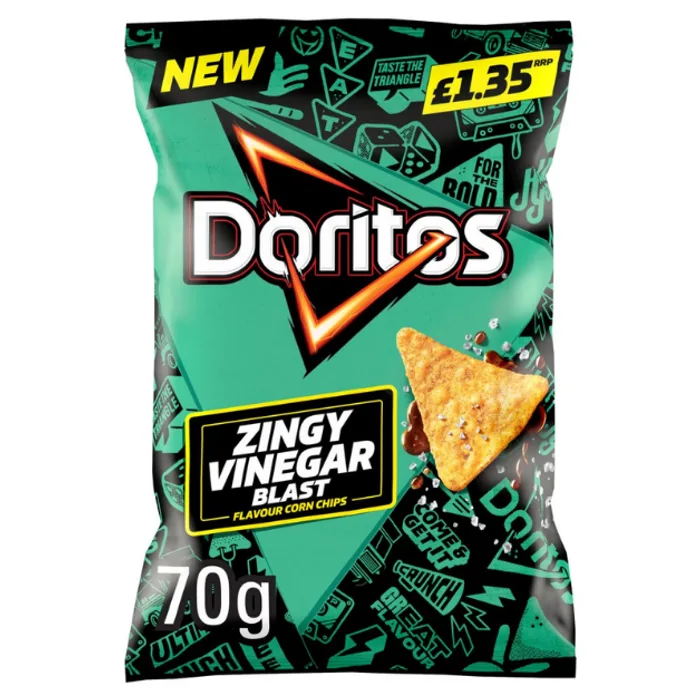 Doritos Salt & Vinegar Tortilla Chips Crisps 7PMP 1.35 70g