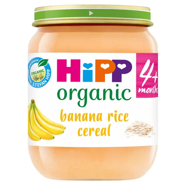 HiPP Organic Banana Rice Cereal Baby Food Jar 4+ Months 125g- H1