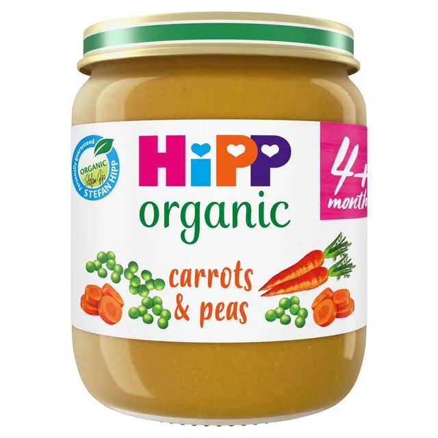 HiPP Organic Carrots and Peas Baby Food Jar 4+ Months 125g