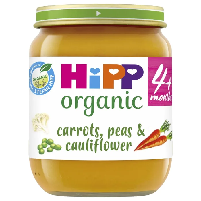 Hipp Organic Carrots Peas & Cauliflower Baby Food Jar 4+ Months 125g, H1