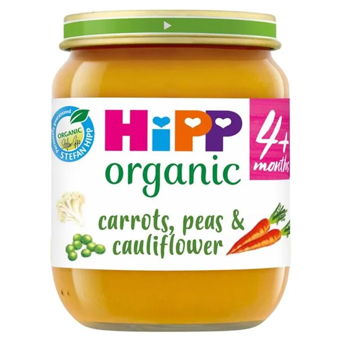 Hipp Organic Carrots Peas & Cauliflower Baby Food Jar 4+ Months 125g