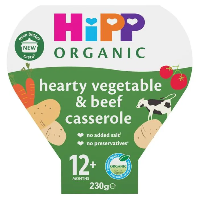 Hipp Organic Hearty Vegetable & Beef Casserole Toddler Tray Meal 1-3 Years 230g