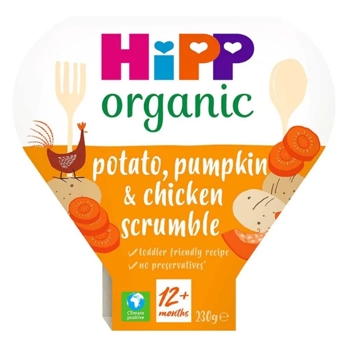 Hipp Organic Potato Pumpkin & Chicken Scrumble Toddler Tray Meal 1-3 Years 230g, H1