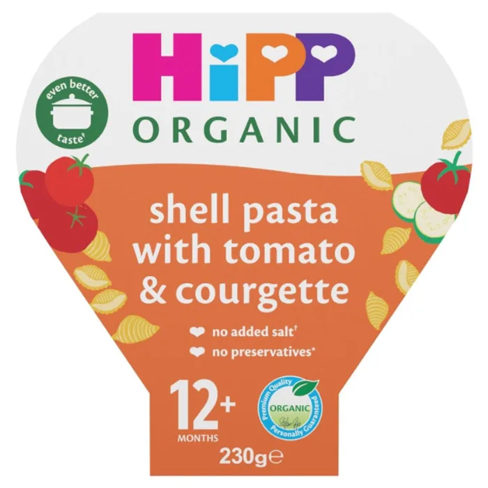 Hipp Organic Shell Pasta With Tomato & Courgette Toddler Tray Meal 1-3 Years 230g, H1 C&C