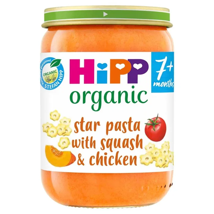 Hipp Organic Star Pasta With Squash & Chicken Baby Food Jar 7+ Months 190g