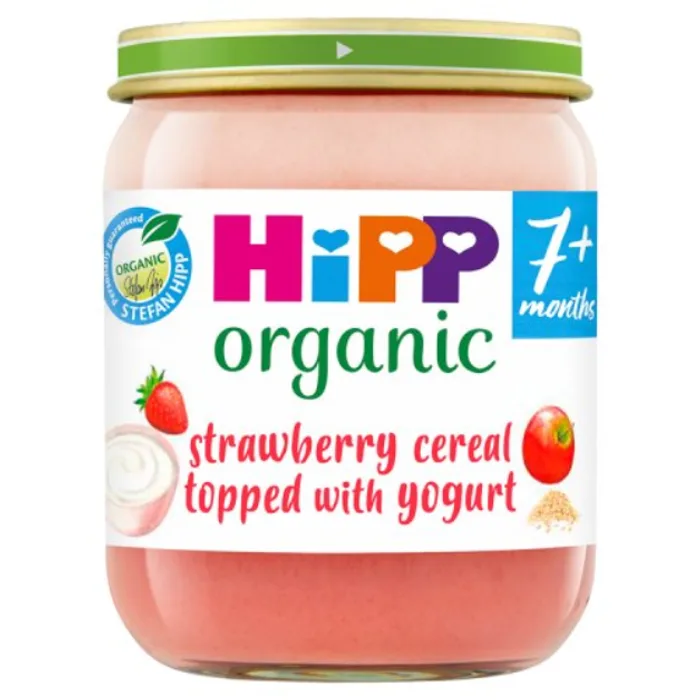 Hipp Organic Strawberry Cereal Topped With Yogurt Baby Food Jar 7+ Months 160g, H1