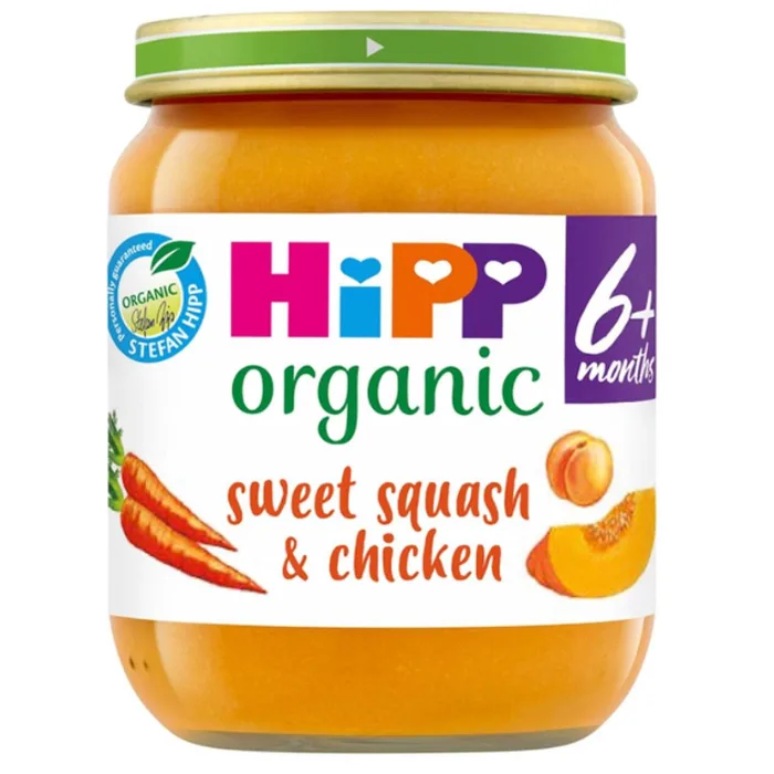 Hipp Organic Sweet Squash & Chicken Baby Food Jar 6+ Months 125g, H1