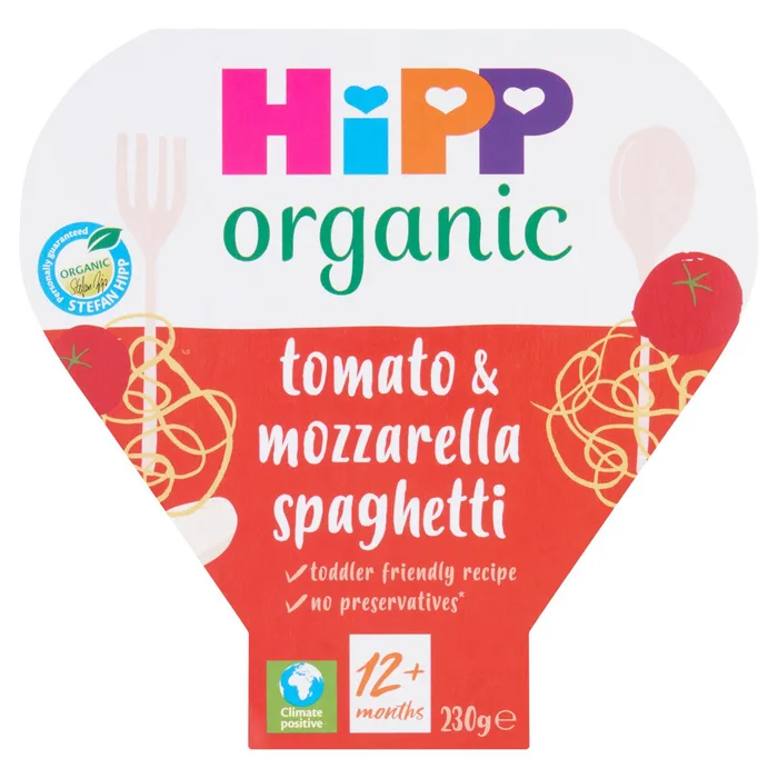 Hipp Organic Tomato & Mozzarella Spaghetti Toddler Tray Meal 1-3 Years 230g