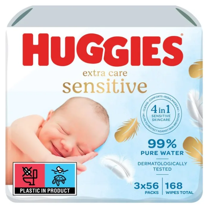 Huggies Pure Extra Sensitive Baby Wipes 3pk 56s