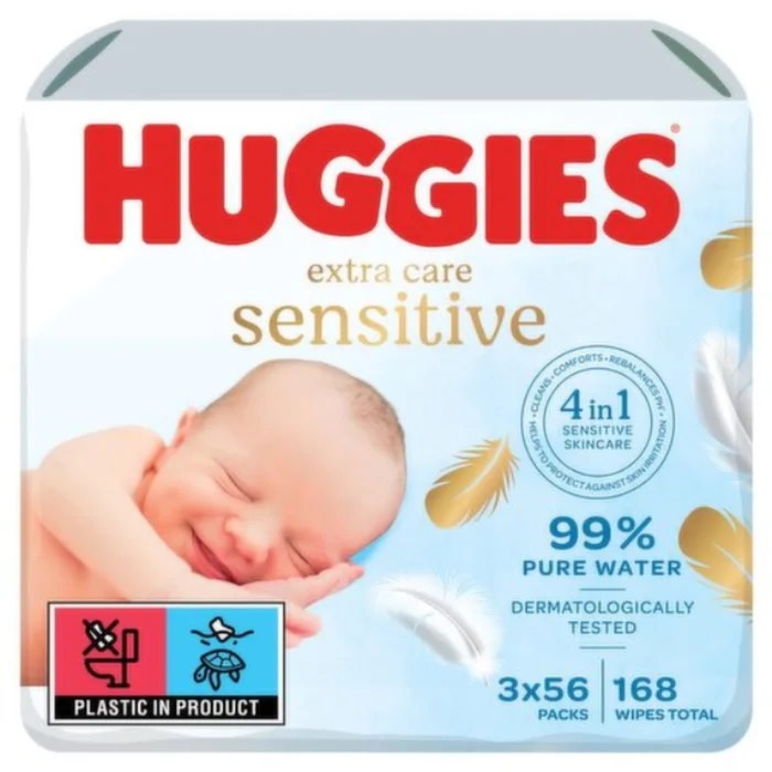 Huggies Pure Extra Sensitive Baby Wipes 56x3