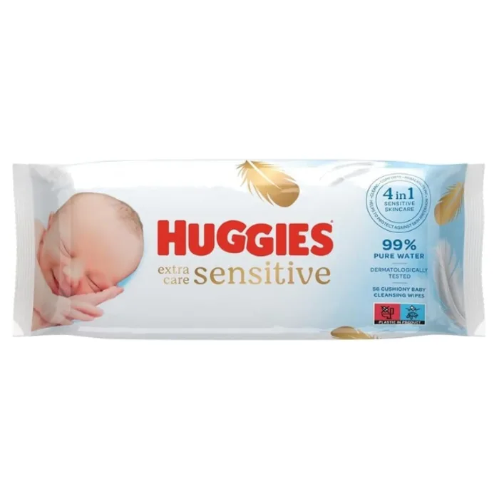 Huggies Pure Extra Sensitive Baby Wipes 56x8