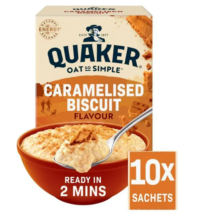 Quaker Oats Oat So Simple Caramelised Biscuit Flavour 10 Sachets 33g