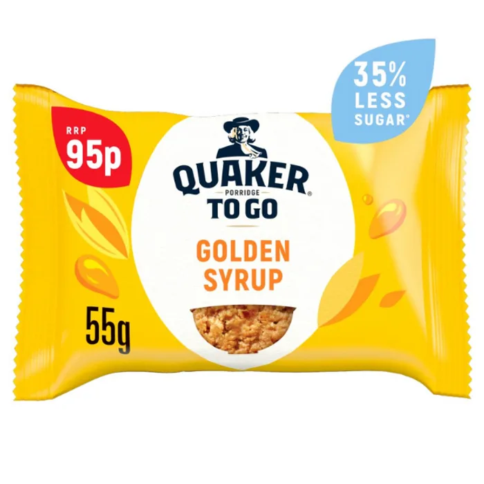 Quaker Porridge To Go Golden Syrup Breakfast Bar PMP 95p 55g