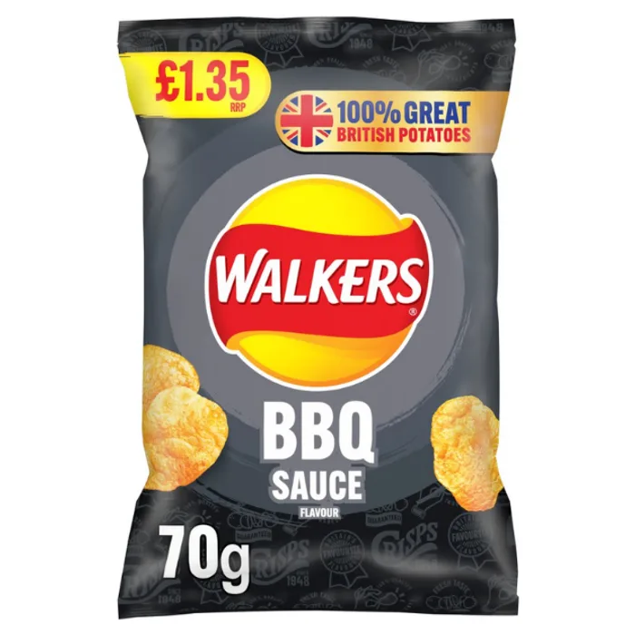 Walkers Bbq Sauce Sharing Bag Crisps PMP 1.35 70g