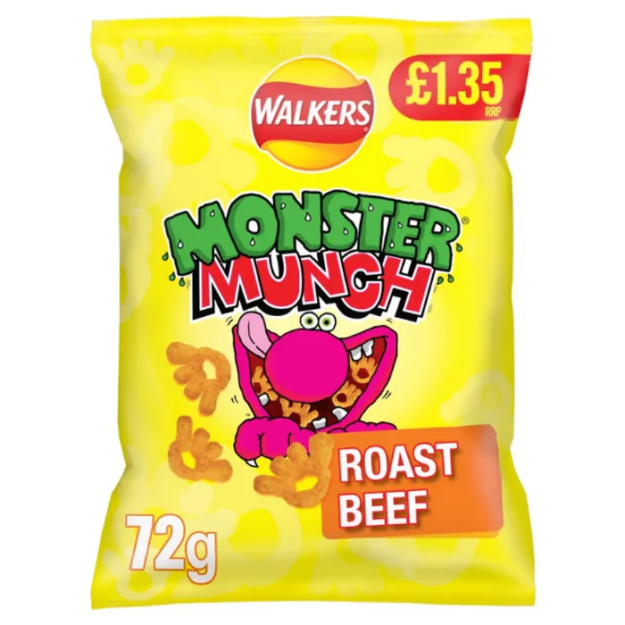 Walkers Monster Munch Roast Beef Crisps PMP 1.35 72g