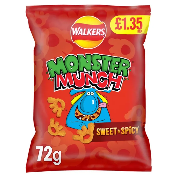 Walkers Monster Munch Sweet & Spicy Snacks PMP 1.35 72g