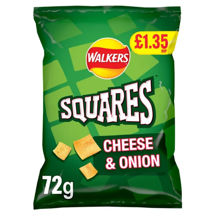 Walkers Squares Cheese And Onion Crisps PMP 1.35 72g